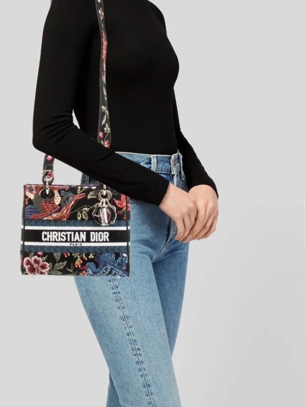 Dior Black Multicolor Floral Crossbody Bag